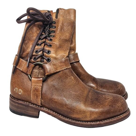 BED|STU Shoes - Bed Stu Ellsworth 6.5 Brown Leather Lace Up Harness Boot Western Boho Cowgirl